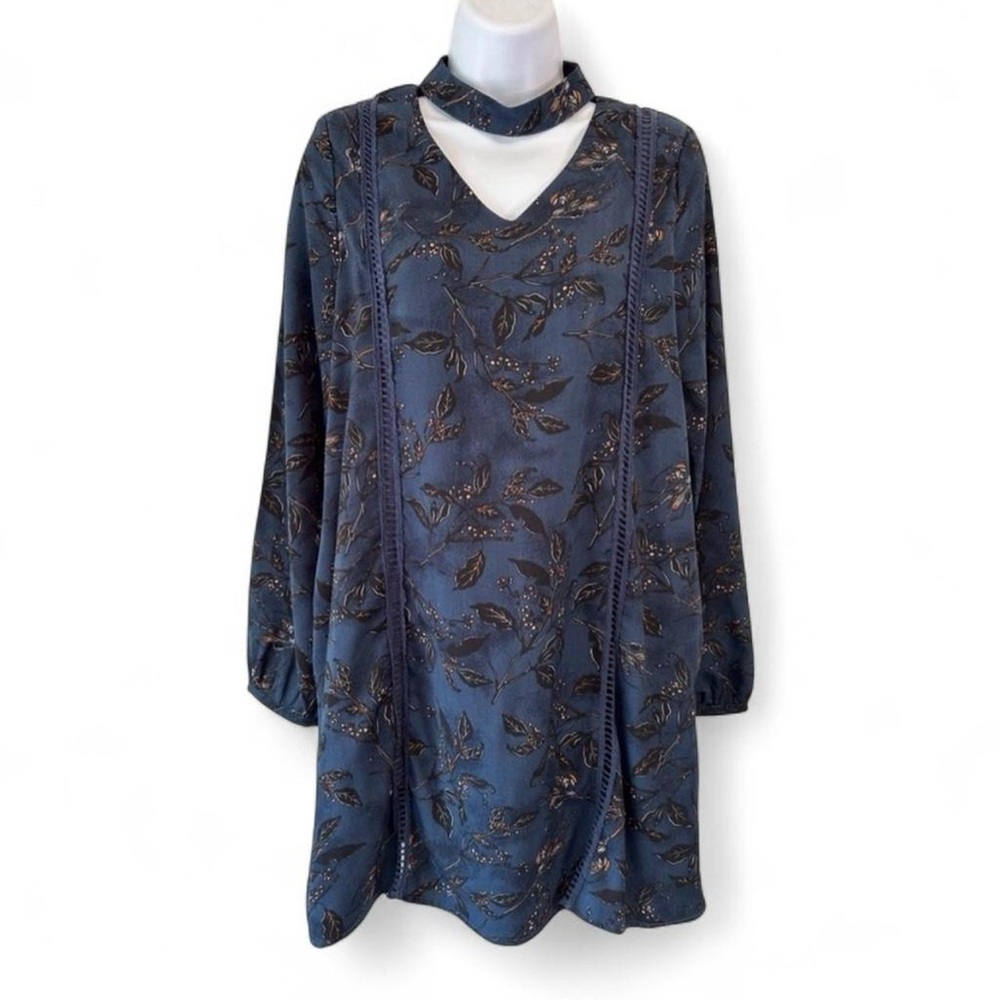 Bohemian Dark Fairy Whimsigoth Paper Crane Leaf & Floral Tunic Dress